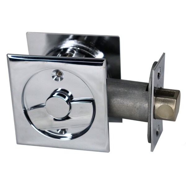 Emtek Square Privacy Pocket Door Tubular Lock w/Privacy Strike Plate and Dust Box Polished Chrome Finish 2135US26 - main
